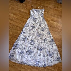 WAYF White Lavender Purple Floral Long Maxi Dress M